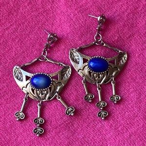Southwestern/Aztec Style Dangle Earrings Silver Toned